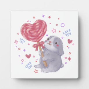 Placa Expositora Feliz día de San Valentín con Bunny y Lollipop