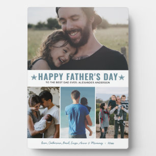 Placa Expositora Feliz Día del Padre, mejor papá, cuatro Collages d