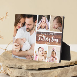 Placa Expositora Feliz Día del Primer Padre Madera 5 Collages de fo