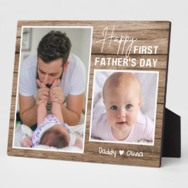 Placa Expositora Feliz Día del Primer Padre Nuevo Papá 2 Foto Mader