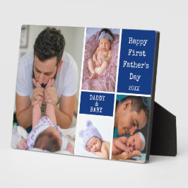 Placa Expositora Feliz Día del Primer Padre, nuevo papá, Collage de