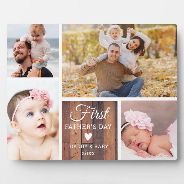 Placa Expositora Feliz Día del Primer Padre para la Madera del Coll (Frente)