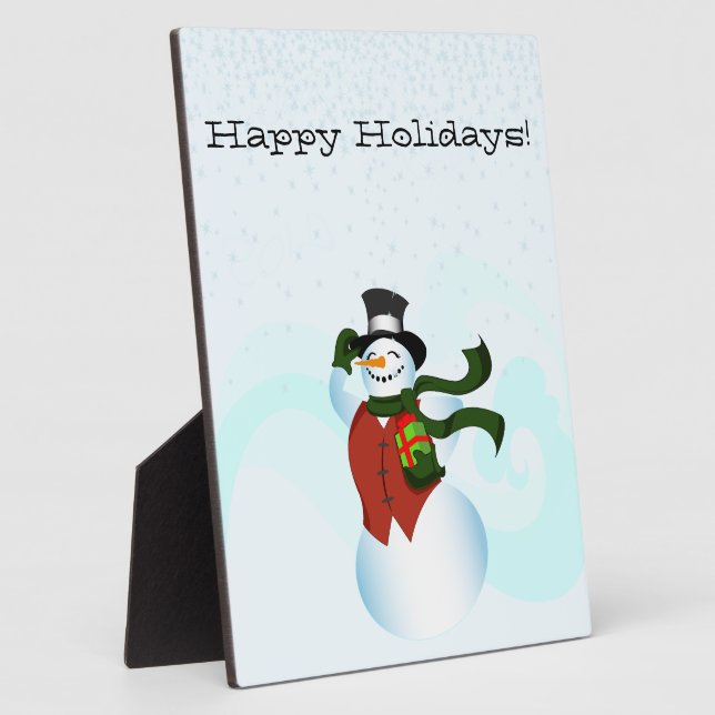 Placa Expositora Feliz feriado Snowman (Lado)