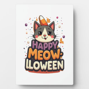 Placa Expositora Feliz Gato de Meow-lloween