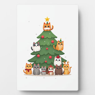 Placa Expositora Feliz Gatonavidad Árbol de Navidad Divertido, Gato