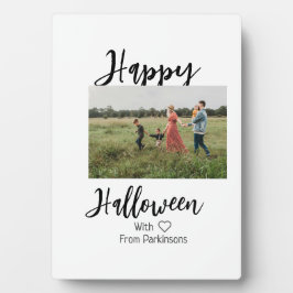 Placa Expositora Feliz Halloween agregar nombre de familia foto sim