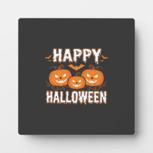 Placa Expositora Feliz Halloween Calabaza Murciélago Vector