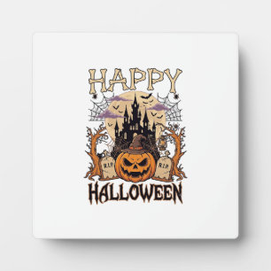 Placa Expositora Feliz Halloween Calabaza Sombrero de Bruja Castill