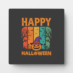 Placa Expositora Feliz Halloween Calabaza Vector Vintage