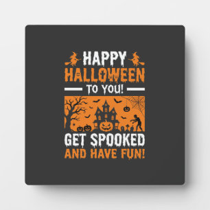 Placa Expositora Feliz Halloween Casa Embrujada Espeluznante Frase