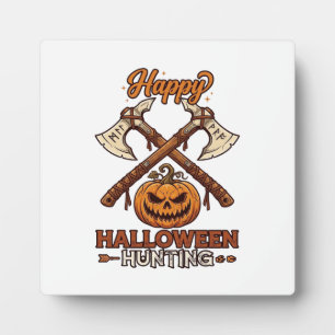 Placa Expositora Feliz Halloween Caza Hachas Cruzadas Calabaza Runa