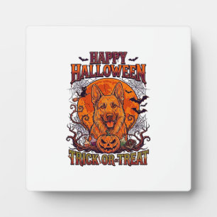 Placa Expositora Feliz Halloween Truco o Trato Pastor Alemán Calaba
