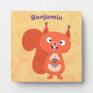 Placa Expositora Feliz ilustracion de personalizado de ardilla roja