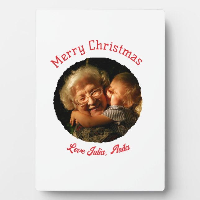 Placa Expositora Feliz Navidad abuela hija foto círculo (Frente)