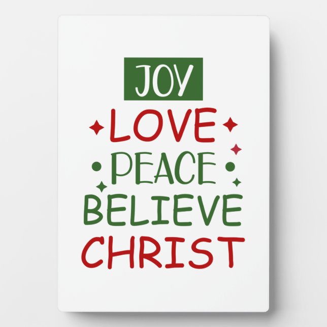 Placa Expositora Feliz Navidad Alegría Amo Paz Creer (Frente)