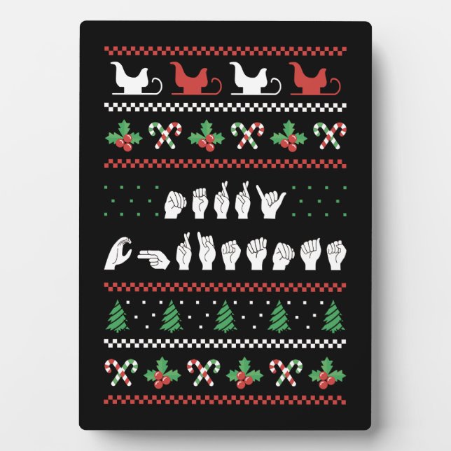 Placa Expositora Feliz Navidad - ASL American Rótulo Language I (Frente)