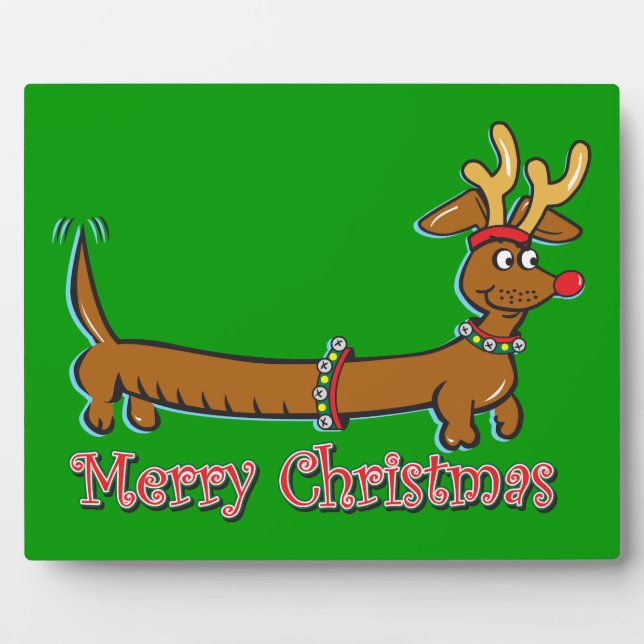 Placa Expositora Feliz Navidad Dachshund (Frente)
