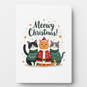 Placa Expositora Feliz Navidad divertido gato Navidad vacaciones Xm