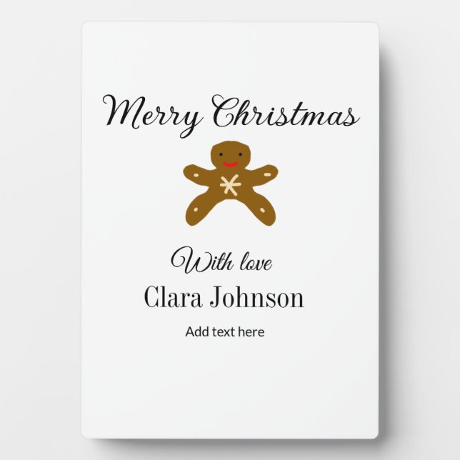 Placa Expositora Feliz Navidad galletas marrón agregar nombre con a (Frente)