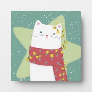 Placa Expositora Feliz Navidad: Ilustracion de gato