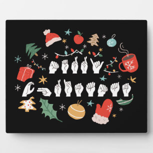 Placa Expositora Feliz Navidad - Lenguaje de Señas Americano III