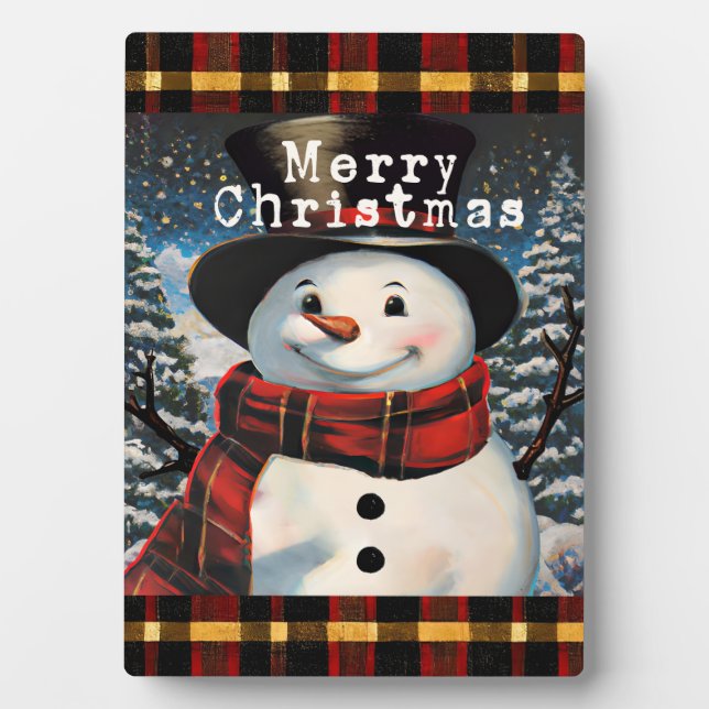 Placa Expositora Feliz Navidad Snowman Tabletop Plaque con Easal (Frente)