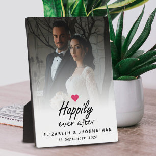 Placa Expositora Feliz Nunca Después De La Foto De Pareja De Corazó