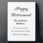 Placa Expositora Feliz retiro añadir nombre años de servicio jubila<br><div class="desc">diseño</div>