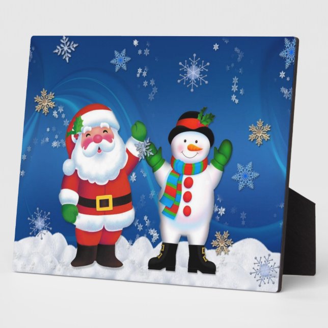 Placa Expositora Feliz Santa Claus y Snowman (Lado)