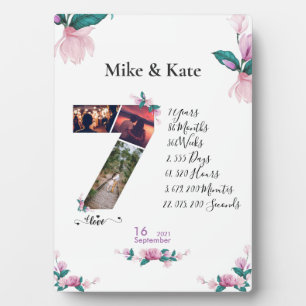 Placa Expositora Feliz sétimo aniversario, Personalizado collage de