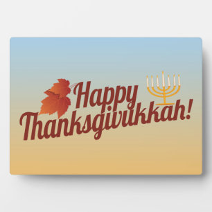 Placa Expositora Feliz Thanksgivukah Menorah/Leaf