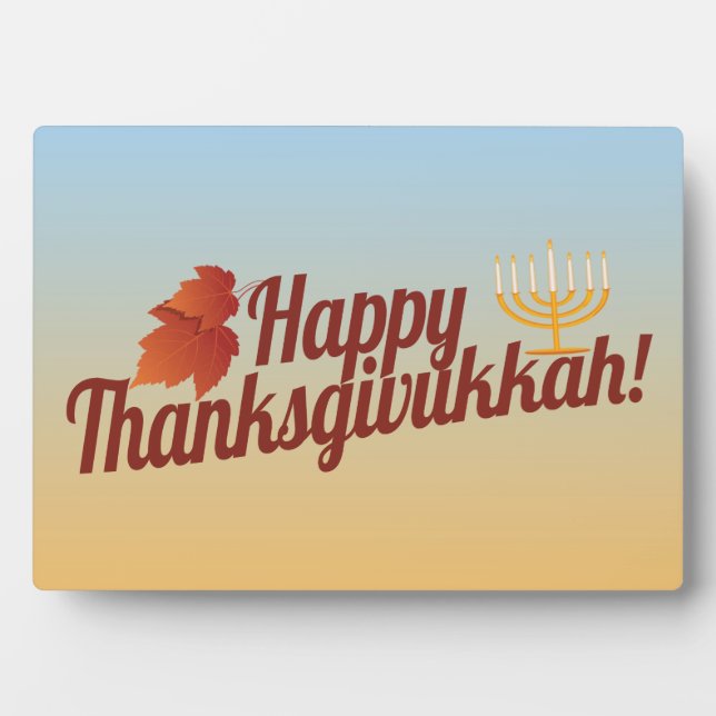 Placa Expositora Feliz Thanksgivukah Menorah/Leaf (Frente)