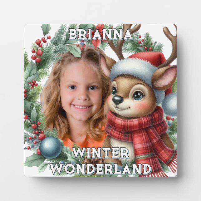 Placa Expositora Festive "Winter Wonderland" Photo Reindeer (Frente)
