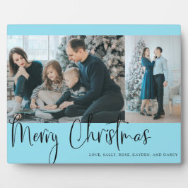 Placa Expositora Festividad navideña con guión azul Collage de foto