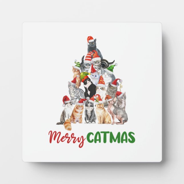 Placa Expositora Festividades de los Navidades del gato del árbol d (Frente)