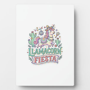 Placa Expositora Fiesta de Llamacornio Unicornio Vector Premium POD