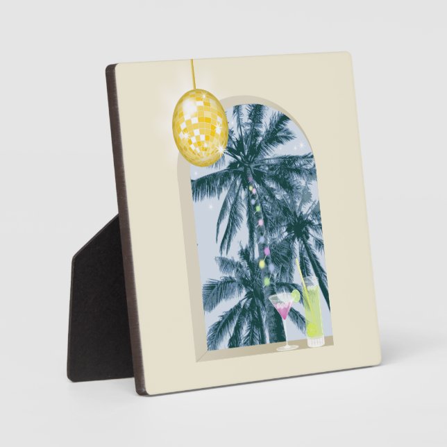 Placa Expositora Fiesta ilumina cócteles Disco palmas de bola en am (Anverso)