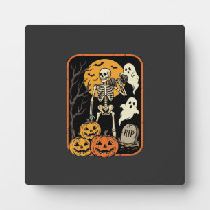 Placa Expositora Fitness Halloween Esqueleto Fantasma Calabaza Entr