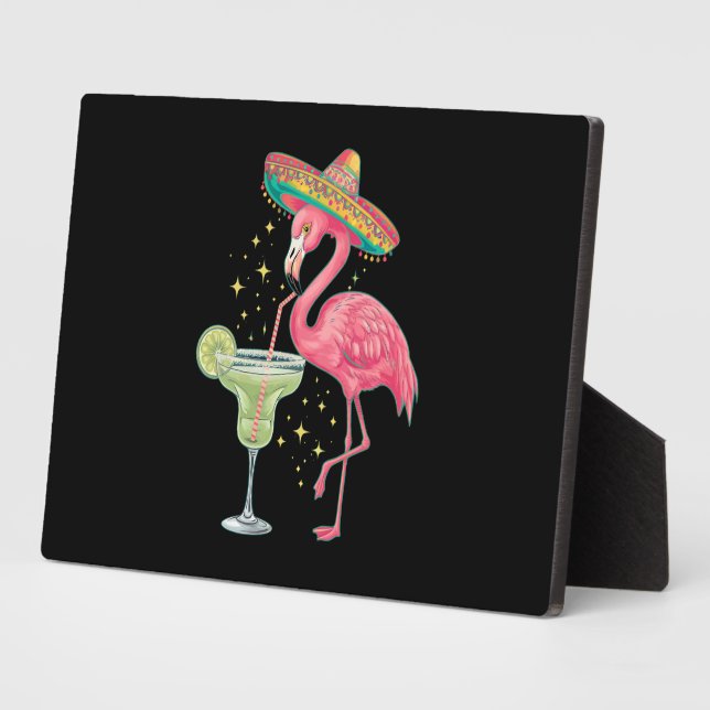 Placa Expositora Flamingo Beber Margarita Gracioso Poncho Mexicano (Lado)
