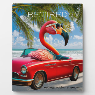 Placa Expositora Flamingo retirado gracioso en playa convertible