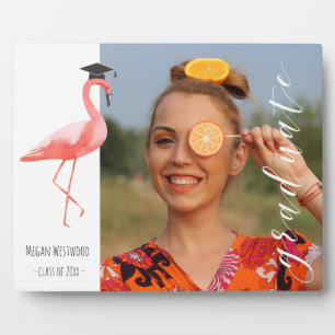 Placa Expositora Flamingo rosado personalizado Graduación Foto plac