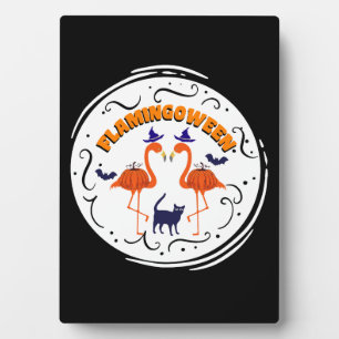 Placa Expositora Flamingoween Calabaza Antiguo Flamenco Bruja
