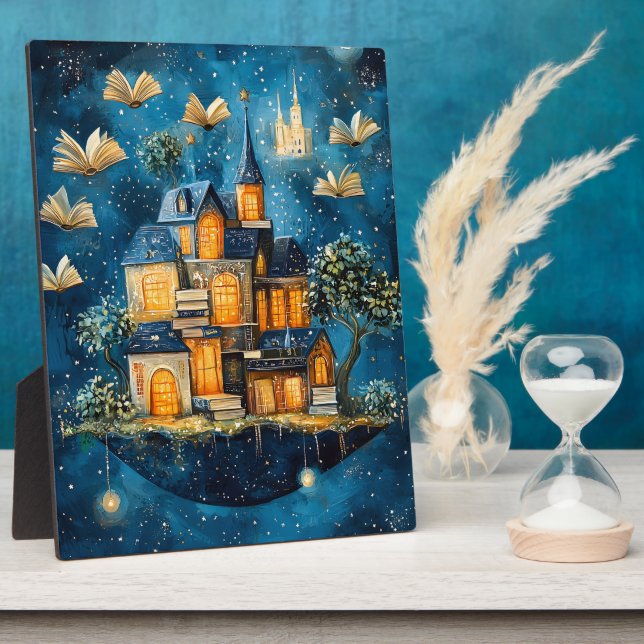 Placa Expositora Floating House of Books Fantasy Tabletop Art (Lado)