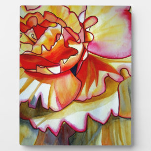 Placa Expositora Flor amarillo Begonia acuarela arte original