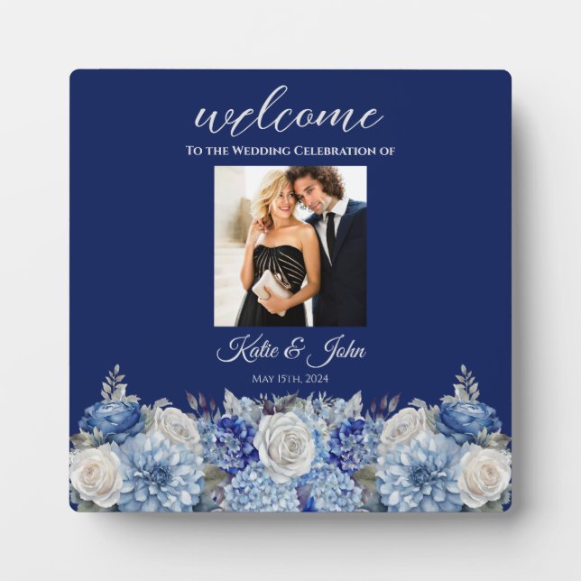 Placa Expositora Flor azul acuarela (Frente)