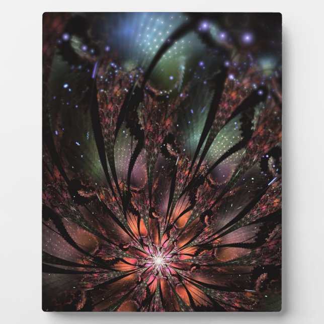 Placa Expositora Flor de fantasía fractal suave y delicada (Frente)