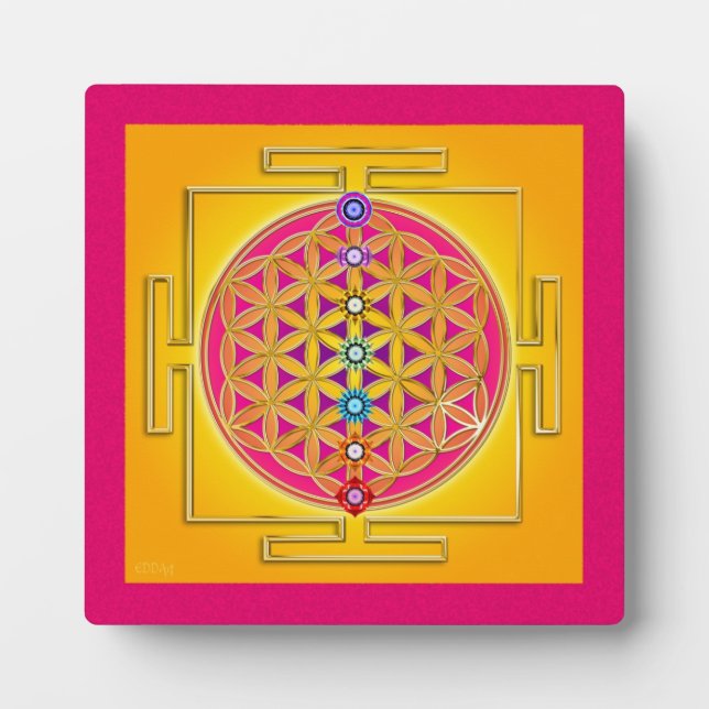 Placa Expositora FLOR DE LA VIDA - Chakras Yantra (Frente)