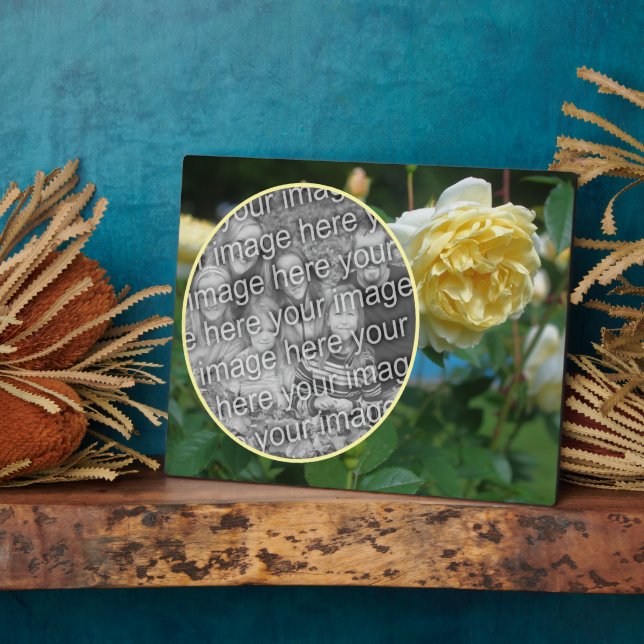 Placa Expositora Flor de rosa amarilla crea tu propia foto (Lado)