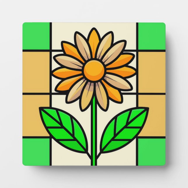 Placa Expositora Flor de vidrio manchado (Frente)