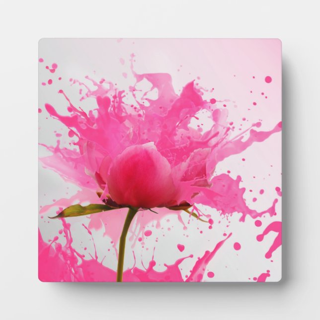 Placa Expositora Flor rosa Abstract Paint Splatt (Frente)